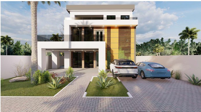 Rendering of the house the materials are for